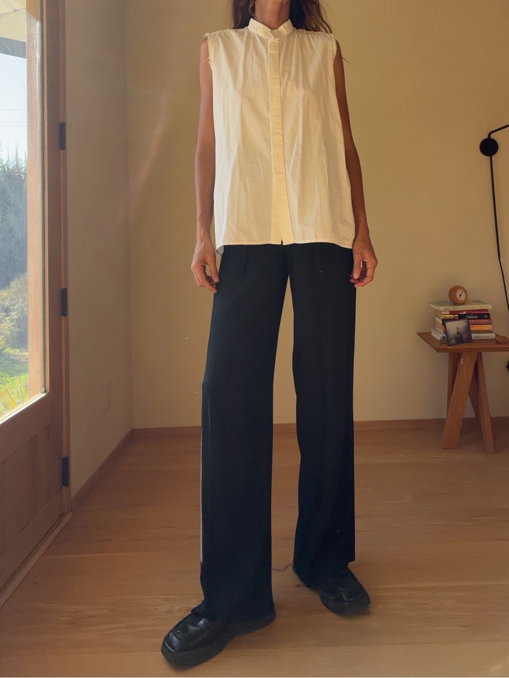 Jesse Kamm White Sleeveless Button-Down Shirt